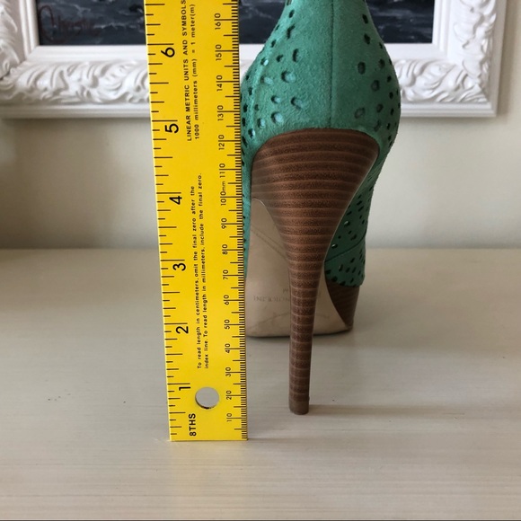 Enzo Angeliolini Turquoise Peep-Toe Heels - Picture 7 of 9